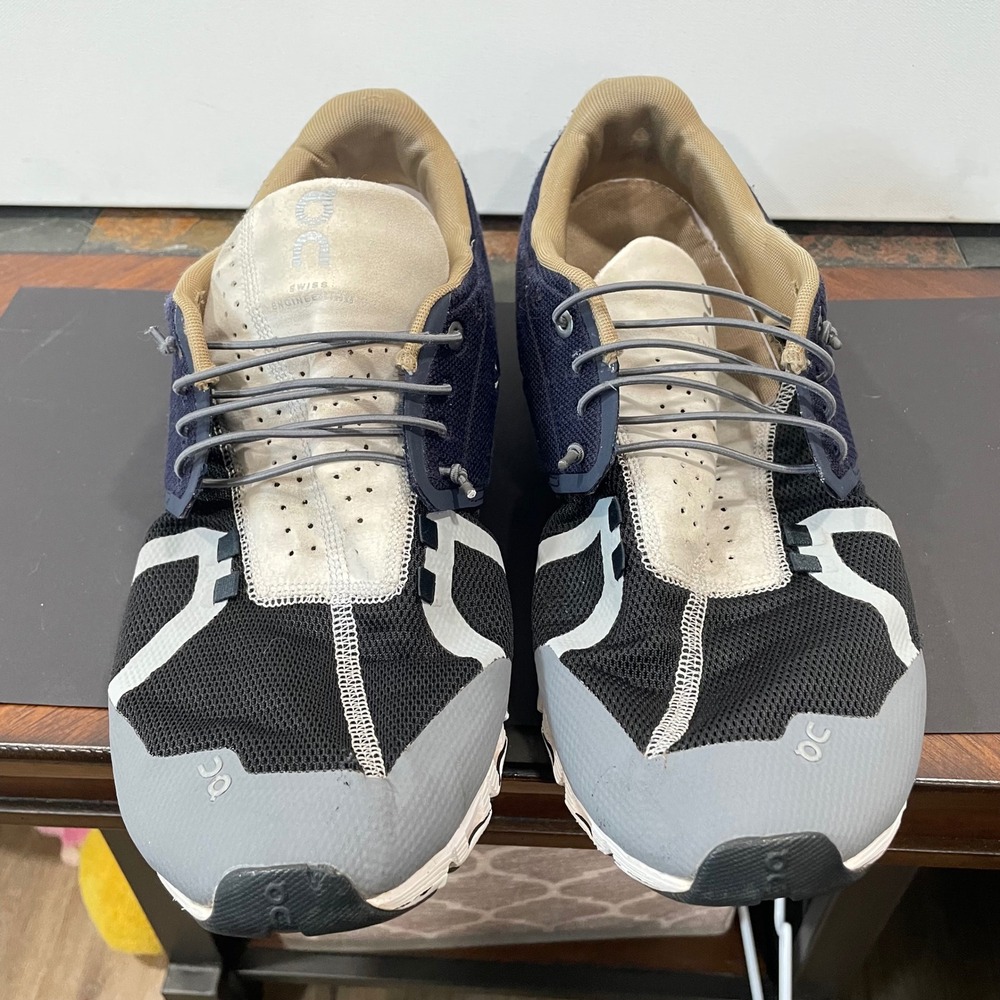 On Cloud 5 Running Shoes Mens 13 Navy Black Tan Swiss Engineering Sneakers - Picture 6 of 7
